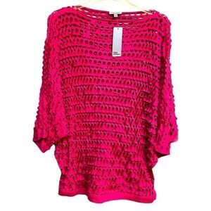LINEA DOMANI Faux Suede Pink Eyelet Top Size XL